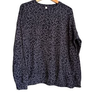 Athleta Women's Small Sweatshirt Pure Luxe Soft Leopard Purple Gray Black